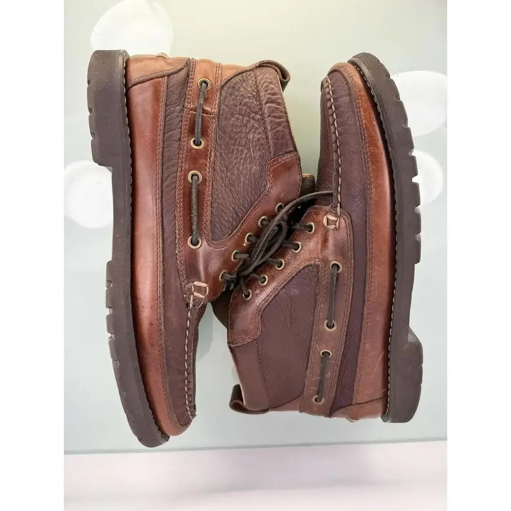 L.L.Bean Allagash Bison Brown Chukka Boots 10 EE Wide Handsewn Moc Toe Lug Sole
